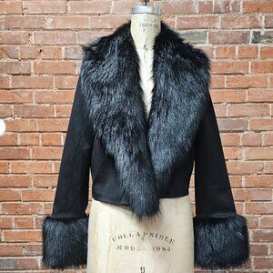 Faux Fur & Faux Suede Crop Jacket NEW